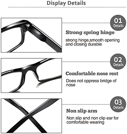 BIENCOOL 6 Pack Reading Glasses Traditional Frames for Men and Women Readers with Spring Loaded Hinges