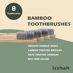 Biodegradable Eco-Friendly Natural Compostable Bamboo Toothbrushes, FSC Certified and PETA Approved - Pack of 8