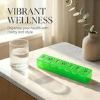 Weekly 7-Day Pill Organizer with Braille, Portable Medicine and Vitamin Planner Storage Box with Medium Compartments,Easy to Use,for Supplements and Fish Oils, Travel Friendly,BPA Free