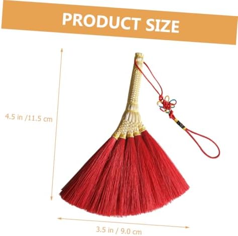 KICHOUSE Hand-Woven Red Small Broom Pendant Hanging Ornament for Charm Chinese Style New Year Decor