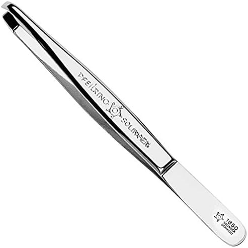 Pfeilring Germany professional Eyebrow Tweezers, Notched Tips, Nickel Plated