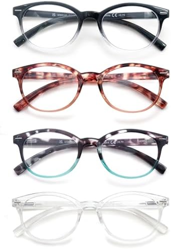 Blue Light Blocking Reading Glasses Women Round Readers Cute Cheaters for Small Head&Face Black/Clear/Tortoiseshell