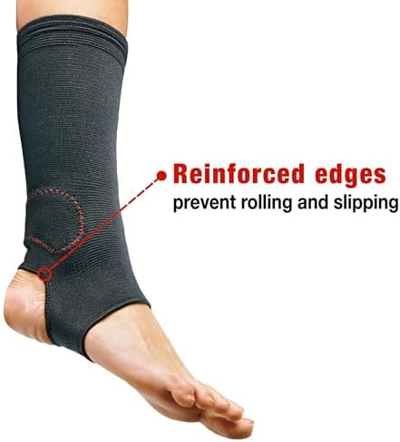 ACE Brand Compression Ankle Support, Small/Medium, Black, 1/Pack