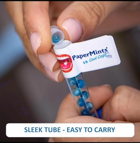 PaperMints CoolCaps - Instant Fresh Breath Mints Sugar-Free, 3 x Tubes of 18 capsules. Extreme Bad Breath Treatment for Adults