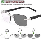 2 Pairs Transition Reading Glasses Photochromic Sunglasses UV Protection Sun Readers Anti Blue Light for Men Women