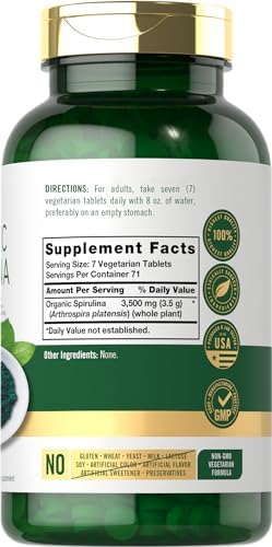Carlyle Organic Spirulina Tablets 3500mg | 500 Count | Non-GMO & Gluten Free Supplement
