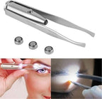2Pcs Creative Led Light Eyelash Eyebrow Hair Removal Stainless Steel Make Up Tweezer Durability and practicality Beauty and Personal Care(8.8x0.8x1.6cm)