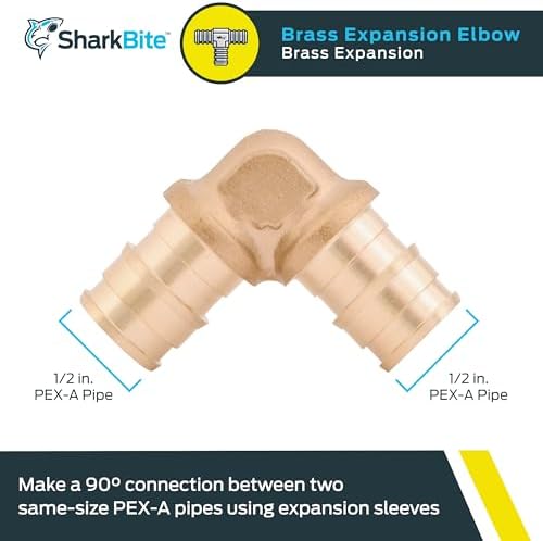 SharkBite 1/2 Inch 90 Degree Expansion Elbow for PEX-A Pipe, Brass Plumbing Fittings for PEX-A Tubing, UAB248LFA