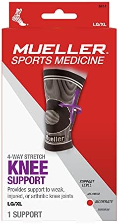 Mueller Sports Medicine 4-Way Stretch Knee Support, Knee Pain Relief Support for Men and Women, Ideal for Arthritis, Sprains, Black