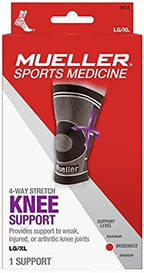 Mueller Sports Medicine 4-Way Stretch Knee Support, Knee Pain Relief Support for Men and Women, Ideal for Arthritis, Sprains, Black