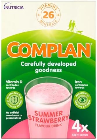 Complan Nutritious Vitamin Rich Drink Strawberry Flavour 4 x 55g Sachets