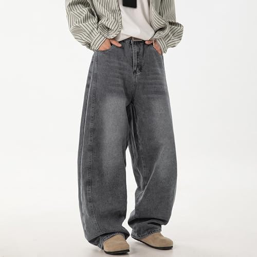 Mens Baggy Jeans Y2k Wide Leg Loose Fit Jeans Streetwear Denim Washed Hip Hop Pants