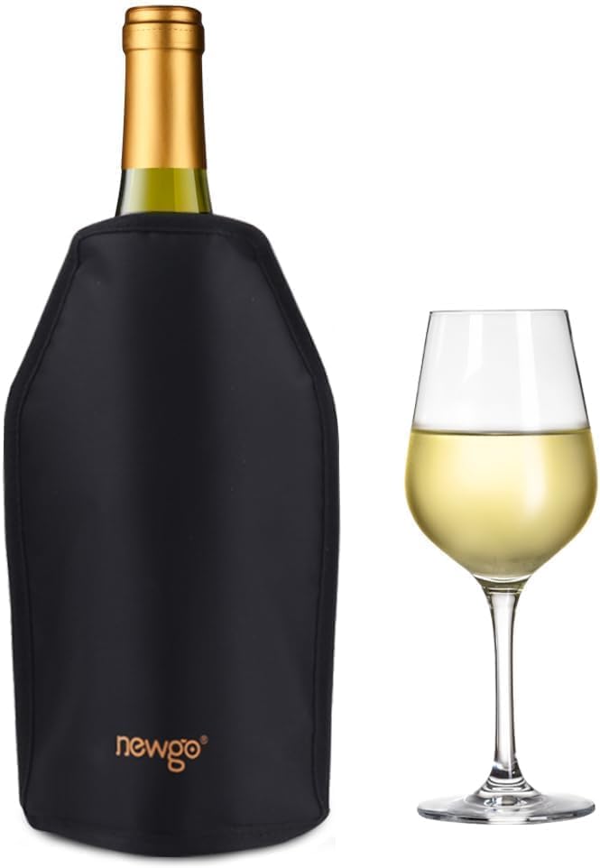 NEWGO Wine Cooler Sleeve Reusable Wine Bottle Cooler Flexible Wine Ice Pack Sleeve Keep Wine Cool and Refreshing for Standard Size Bottles for Red Wine, White Wine & Champagne - Black