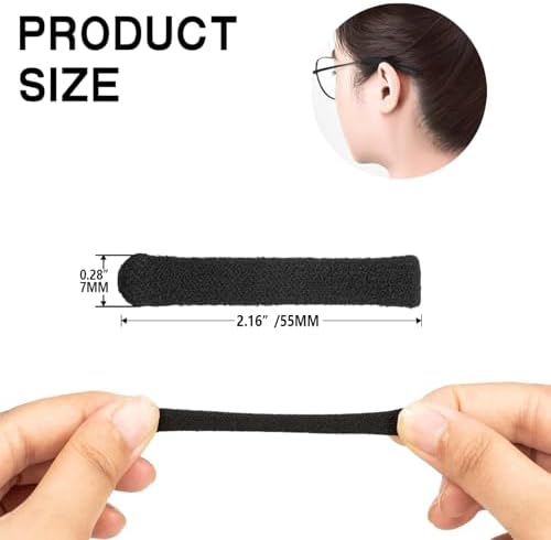 SAMLOO 3 Pairs Eyeglasses Ear Cushions for Glasses Eyeglasses Temple Tips Sleeve Protectors Non-Slip Comfortable Elastic Glasses Ear Cushion Eyeglass Ears Behind Guards Ends Arm Covers (3, Black)