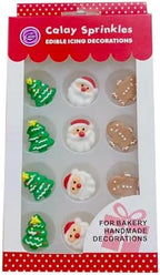 Sentovac 12pcs Edible Cake Decorations and Cupcake Toppers | Santa, Tree, Sprinkles for Christmas and Birthday Parties