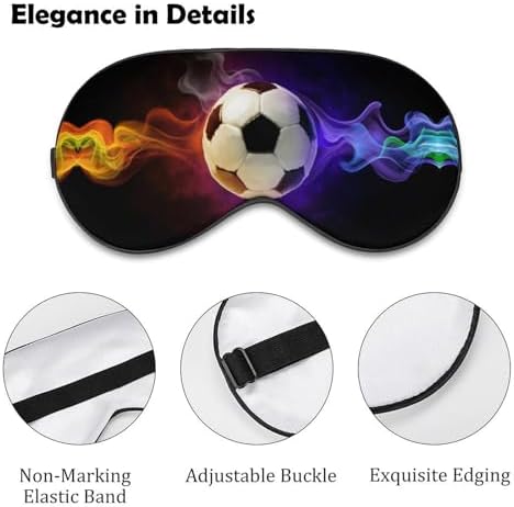 3D Soccer Ball Sleep Eye Mask Comfortable and Super Soft Lightweight Adjustable Strap Eyeshade Cover for Full Night's Sleep