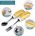 DKULMN Adaptive Utensils Spoons Forks Set,360° Rotating Swivel Fork Spoon Handicap Eating Aid for Weakness Grip, Stroke, Arthritis,Elderly