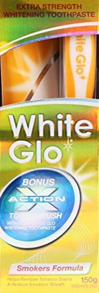 White Glo Smokers Formula Whitening Toothpaste with Bonus X Action Toothbrush, 5.2 Ounce