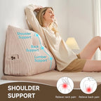 Z-hom Large Headboard Pillow Full, NO ROLL Pillow, Wedge Pillow Headboard for Sitting Up in Bed, Backrest Support Triangular Cushion for Reading, Gap Pillow w/Removable Washable Cover,Cream
