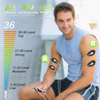 Dual Channel TENS EMS Unit Large Screen 24 Modes 36 Levels Intensity Muscle Stimulator, Rechargeable Electric Pulse Massager TENS Machine for Lower Back Neck Shoulder Pain Relief with 10 Pads