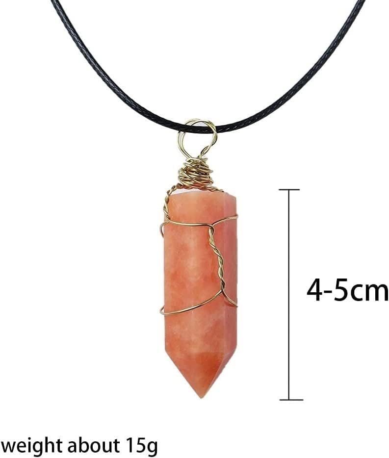 Decorative Ornaments Natural Crystal Columns Gold Woven Pendant Magic Wand Necklace Accessories Energy Gemstone Gift
