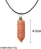 Decorative Ornaments Natural Crystal Columns Gold Woven Pendant Magic Wand Necklace Accessories Energy Gemstone Gift