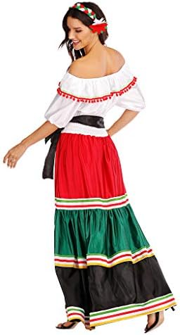 ReneeCho Women's Mexican Dress Halloween Costume Adult Traditional Senorita Blouse Dance Skirt