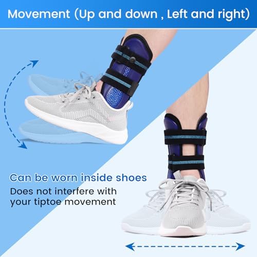 Velpeau Ankle Stabilizer Brace for Sprain, Ligament Injury (Grade 1 to 2), Tendonitis, Adjustable Stirrup Ankle Support Splint for Women and Men,Reversible Left & Right Feet, One Size(Foam Pads, Blue)