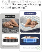 VOSSER Air Mattress Queen with Built-in Pump, 18" Raised Inflatable Blow Up Mattress,Upgraded Heavy Duty Portable Air Bed for Home,Guests,Floor & Camping, Self Inflating Colchon Inflable for Adults