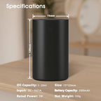 Waterless Essential Oil Diffuser, Rechargeable Cordless Scent Diffuser Machine, 20mL (0.7oz) Capacity, 4 Mist Levels & 4 Countdown Timers, Cup Holder Car Diffuser for Home Bedroom Office, Black
