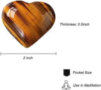 Natural 2" Tiger's Eye Crystal Heart Palm Stone, Large Heart Shaped Love Stone, Polished Heart Carving Healing Crystals for Chakra Reiki Balancing Therapy Meditation Home Decoration