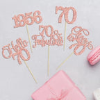 Gyufise 30Pcs 70th Birthday Cupcake Toppers 70 Fabulous Cupcake Picks Cheers to 70 1956 Cake Decorations for Happy 70th Birthday Wedding Anniversary Party Decoration Supplies Rose Gold