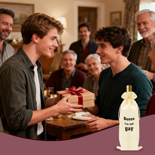 ZuEiiDop Funny Bachelor Party Decorations Favors Guess I'm Not Gay Wine Bag for Groom to Be Wedding Engagement Gifts for Men Him Groom to Be Gifts Wedding Engagement Bachelor Party Supplies