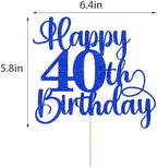 Navy blue Glitter Happy 40th Birthday Cake Topper, 40th Birthday/Anniversary Cake topper (Navy blue -40th)