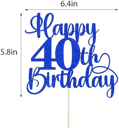 Navy blue Glitter Happy 40th Birthday Cake Topper, 40th Birthday/Anniversary Cake topper (Navy blue -40th)