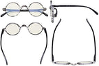 Eyekepper Round Blue Light Filter Glasses Women Men - Blocking UV Ray Anti Screen Glare Computer Readers - Grey/Tortoise +1.00