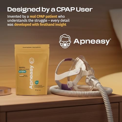 Apneasy® Nasal Breathing Strips for CPAP Users - Extra Strength Adhesive - 30 Count - Snoring Relief, Sensitive Skin, Hypoallergenic