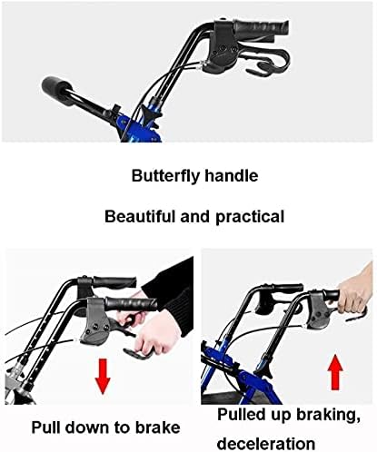 Elderly Walker, Aluminum Foldable Walking Mobility Aid Walker Rollator Shopping Trolley with Seat and Handbrake and Footrest Mobility Sharing