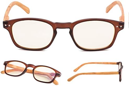 COMPUTER READING GLASSES 3 pack Blue Light Filter Readers Blocking UV Rays Women with Bamboo-Look Temples