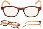 COMPUTER READING GLASSES 3 pack Blue Light Filter Readers Blocking UV Rays Women with Bamboo-Look Temples