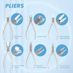 Eyeglasses Repair Tool Kit with 6 Pliers, 10 Screwdrivers, and Repair Accessories Including 50 pcs Nose Pads and 100 pcs Eyeglass Screws