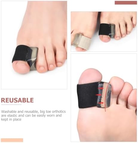 Toe Separator and Bunion Corrector 4 Pairs Large Black Orthotic Toe Spacers and Hallux Valgus Relief Reusable Foot Support for Men and Women