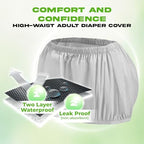 Adult Diaper Covers Waterproof, Leakproof Incontinence Plastic Pants Protective, Reusable Rubber Underwear for Women (2, Gray, L)