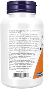 NOW Foods Supplements, L-Carnitine (L-Carnitine Tartrate) Pure Powder, Boosts Cellular Energy, Amino Acid, 3-Ounce