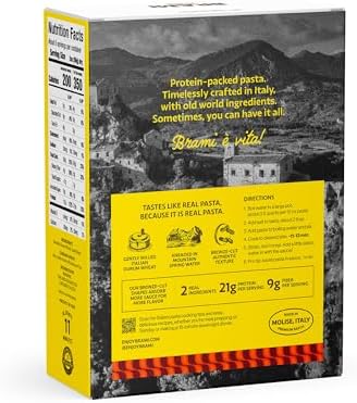 Brami Fusilli Italian Protein Pasta, Low Carb, High Fiber, Non-GMO, Keto, Made in Italy, Semolina Pasta, Fortified with Healthy Lupini Beans, 12oz