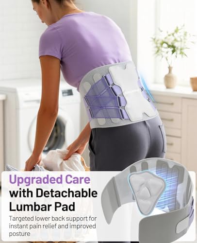 Back Brace for Women, Support Brace for Lower Back Pain Relief, Adjustable Lumbar Support Belt with Lumbar Pad, Ergonomic Breathable Immediate Relief Brace for Herniated Disc Sciatica Scoliosis,M