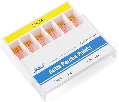 JMU Dental Gutta Percha Points .04 Taper, #20, Spill-Proof Box, 60pcs