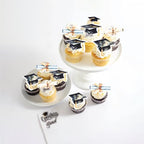 60 PCS Graduation Cap Edible Cupcake Toppers Class of 2026 Graduation Party Cake Decorations Edible Diploma Grad Cap Cupcake Picks for 2026 Graduated Party Cake Food Decorations Supplies Gold