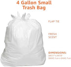 Amazon Basics Small 4 Gallon Trash Bags with Flap Ties, Fresh Scent, Odor Control, 0.5 mil Thick, 80 Count