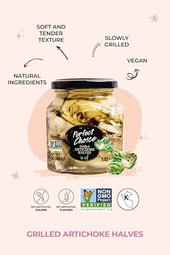 Perfect Choice Grilled Artichoke Halves in Oil - Delicious for Salads, Pizzas & More - 9.9 oz (Pack of 3)